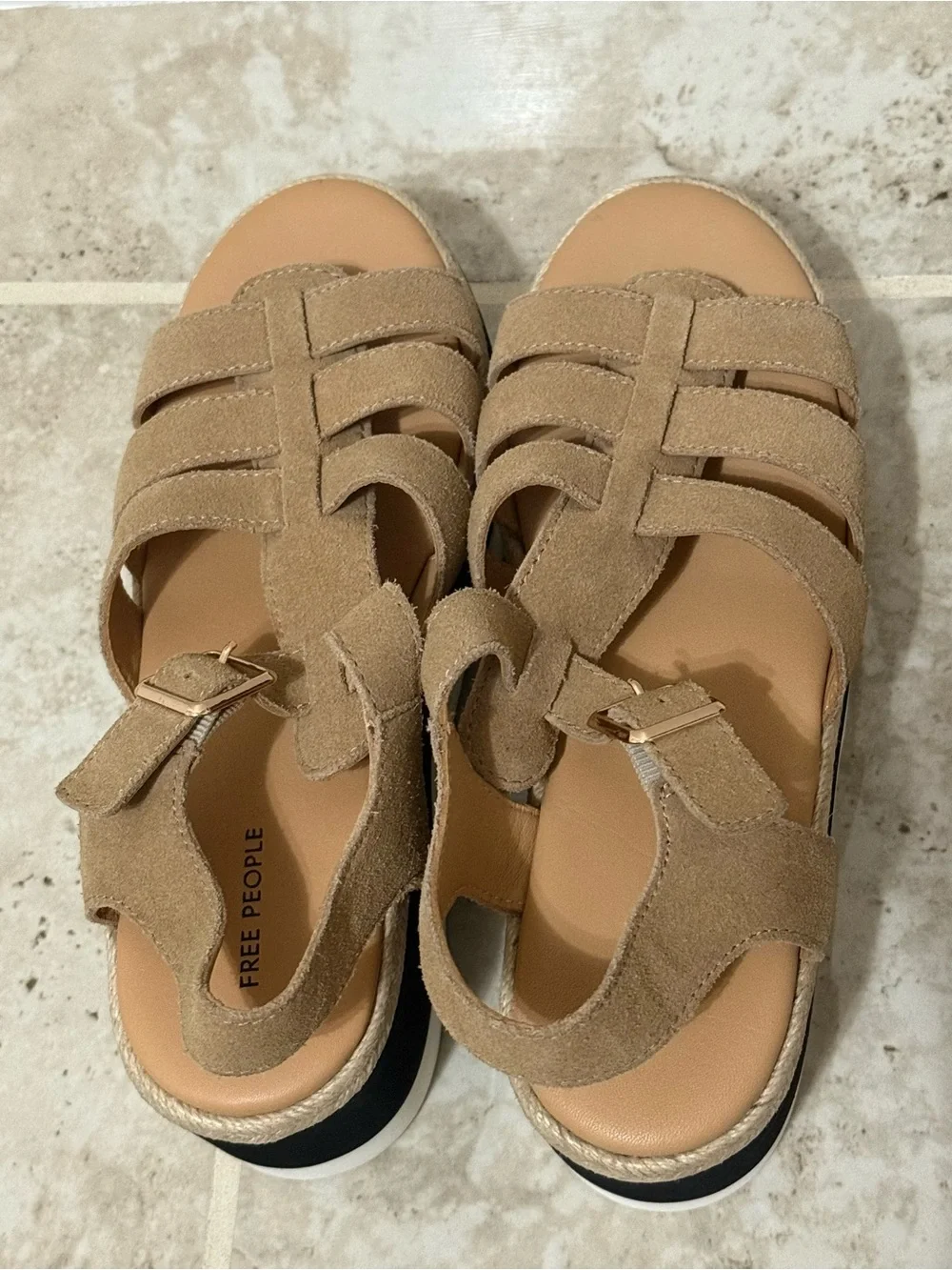 Free People Mykonos Platform Wedge Fisherman Sandal In Vachetta Suede Color